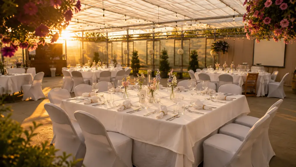 Hochzeit Gewächshaus Rothrist – Triibhuus Eventlocation Abendstimmung