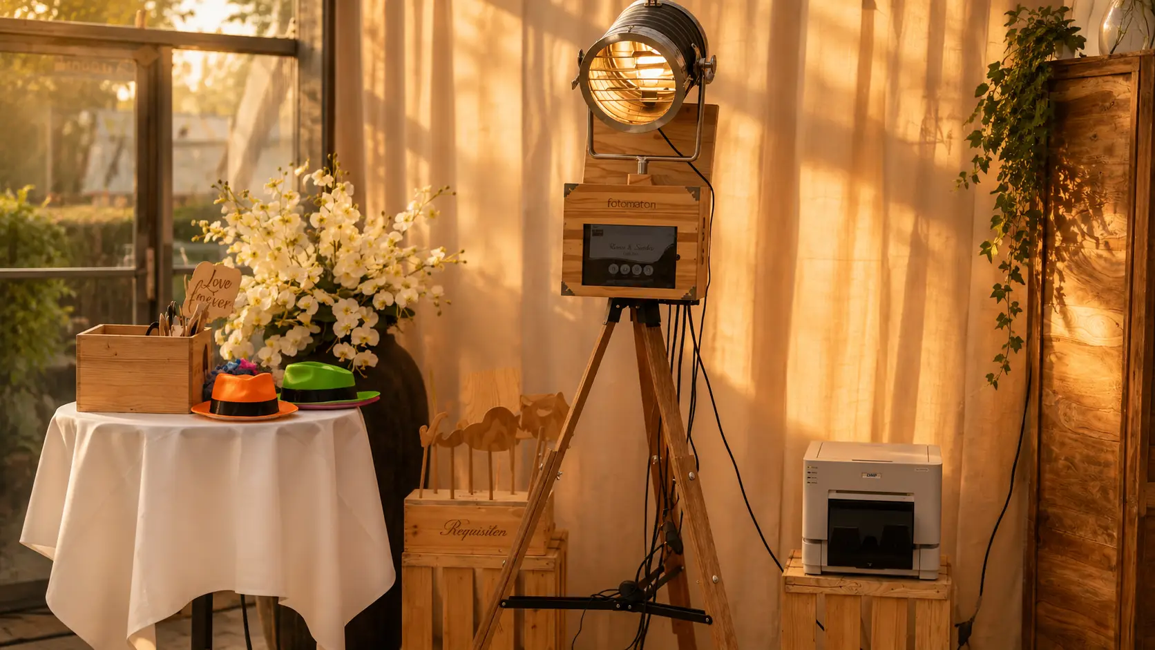 Fotokamera auf Stativ beim Trauungs-Setup bei einer Hochzeit im Triibhuus Rothrist